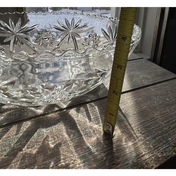 Vintage Anchor Hocking Clear Cut Glass Star of David Large 10.5” Serving Bowl - Picture 3 of 12